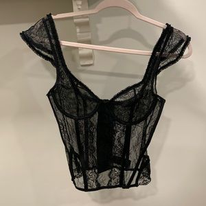 Lioness/Princess Polly Black Lace Corset Top